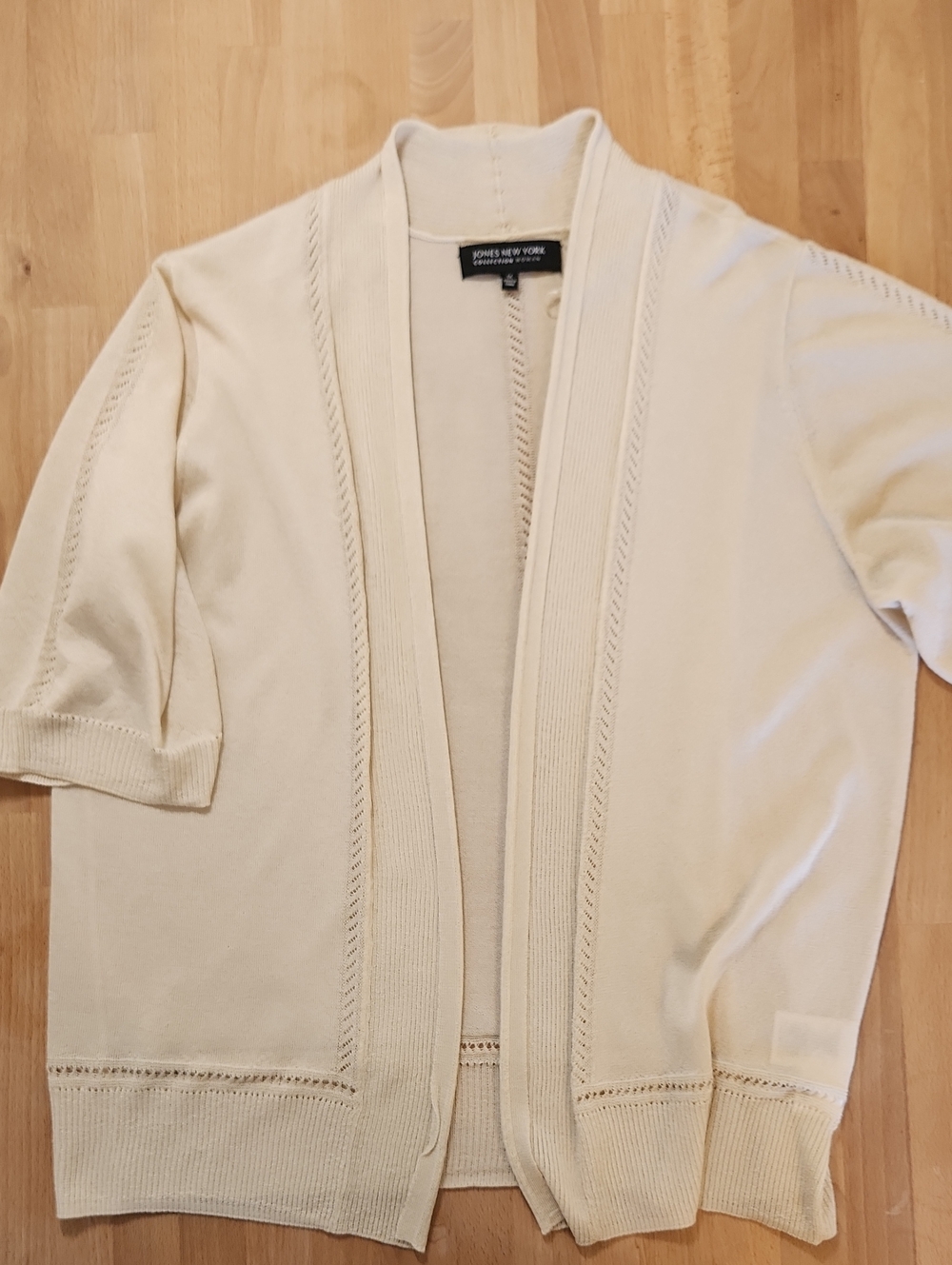 Jones New York Cream Open-Front Cardigan Sweater